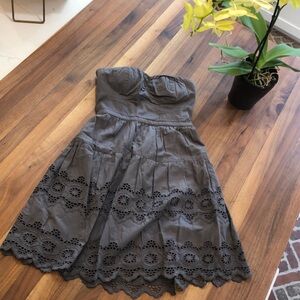 Flirty American Eagle Gray Strapless Eyelet Dress